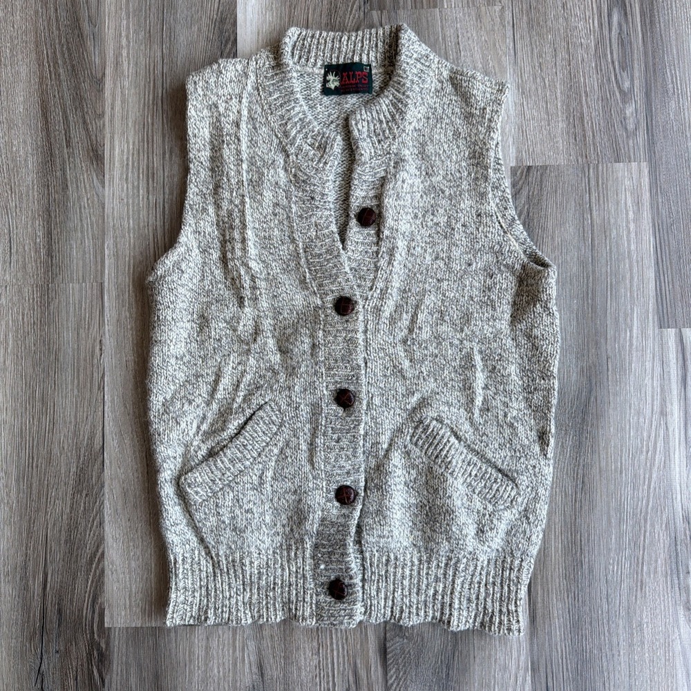 Vintage ALPS FINE MEN'S APPAREL GRAY 100% VIRGIN WOOL KNIT VEST M
